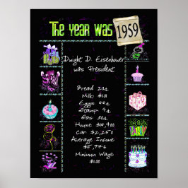 Geboortejaar 1959: Trivia op zwart Poster