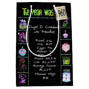 Geboortejaar 1960: Trivia op zwart Medium Cadeauzakje