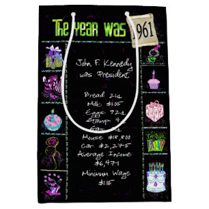 Geboortejaar 1961: Trivia op zwart Medium Cadeauzakje