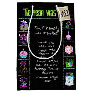 Geboortejaar 1962: Trivia op zwart Medium Cadeauzakje