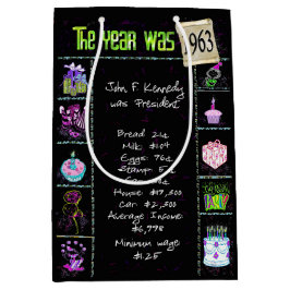 Geboortejaar 1963: Trivia op zwart Medium Cadeauzakje