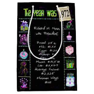 Geboortejaar 1972: Trivia op zwart Medium Cadeauzakje