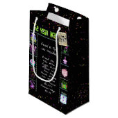 Geboortejaar 1976: Trivia op Black Small Gift Bag Klein Cadeauzakje (Voorkant Gekanteld)