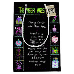 Geboortejaar 1980: Trivia op zwart Medium Cadeauzakje