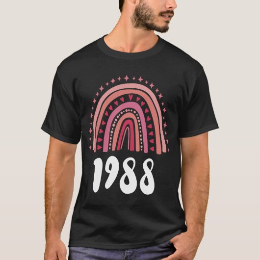 Geboortejaar 1988: Rode regenboogjaar T-shirt (Voorkant)