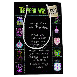 Geboortejaar 1990: Trivia op zwart Medium Cadeauzakje