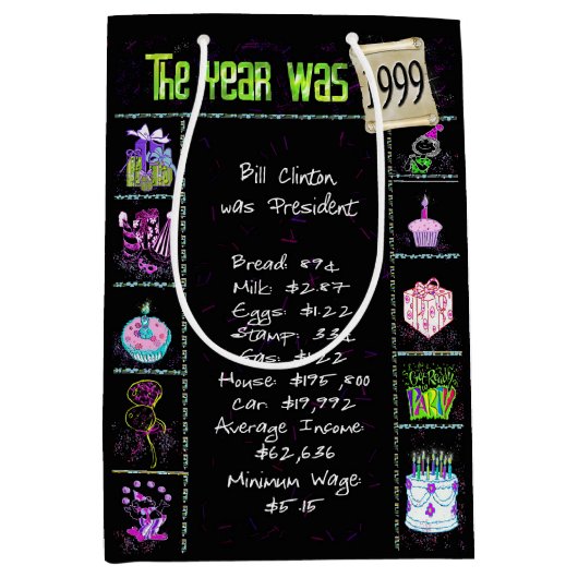 geboortejaar 1999 vn - trivia op zwart medium cadeauzakje (Voorkant)