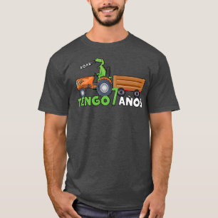 Geboortejaar 7 jaar oud Truck Dinosaur Farmer T T-shirt