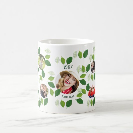 Geboortejaar: Boom PHOTO Collage Birthday Koffiemok (Center)