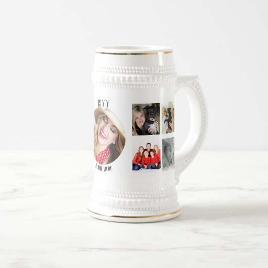 Geboortejaar Foto MUG 50e 60e 70e 80e 30e 40e Bierpul (Voorkant rechts)