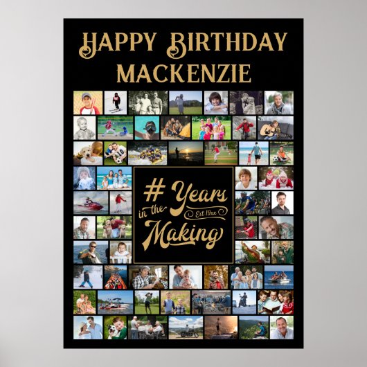 Geboortejaar in het 59-fotocollage poster (Voorkant)