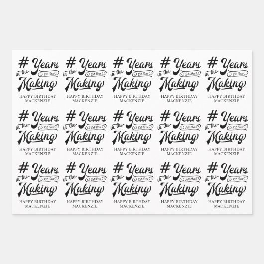 Geboortejaar in het bewerkingsscript Black Gold Inpakpapier Vel (Voorkant 3)