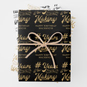 Geboortejaar in het bewerkingsscript Black Gold Inpakpapier Vel (In situ)