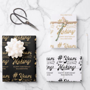 Geboortejaar in het bewerkingsscript Black Gold Inpakpapier Vel