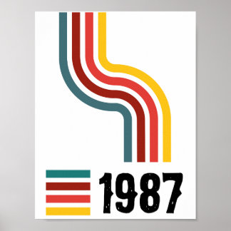 Geboortejaar Retro Kleurrijke Golvende Strepen Per Poster