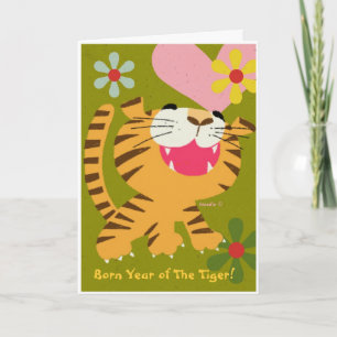 Geboortejaar van het Tijger Wenskaart Feestdagen Kaart