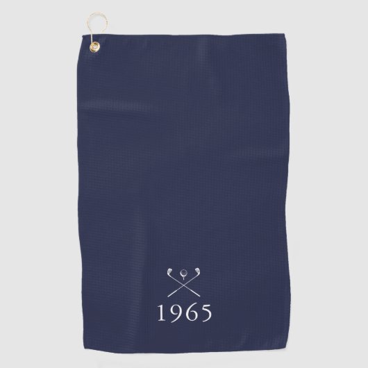 Geboortejaar Verjaardag Golfclubs Navyblauw Golfhanddoek (Voorkant)