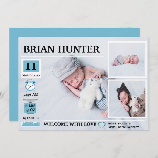 Geboortekaart Aankondiging geboorte (Voorkant / Achterkant)