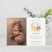 Geboortekaart Fotokaart Dier Over de Maan Aankondiging (Staand voorkant)