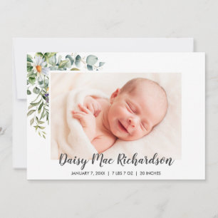 Geboortekaart Fotokaart Witte Daisies Aankondiging