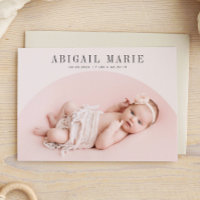 Geboortekaart met roomkleurige booglijst