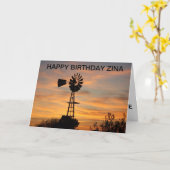 Geboortekaart met silhouet van gouden windmolen kaart (Gele Bloem)