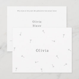 Geboortekaartje Baby Neutraal Lijntekening Bloemen Briefkaart