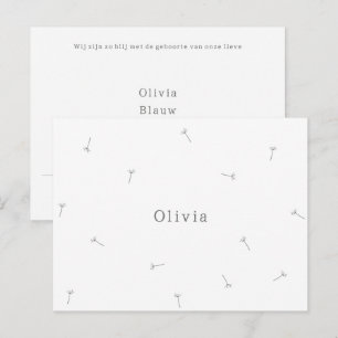 Geboortekaartje Baby Neutraal Lijntekening Bloemen Briefkaart