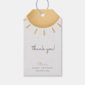 Geboortekaartje Bedanken Geel Boho Zonneschijn Cadeaulabel (Voorkant)