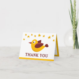 Geboortekaartje bedankje Gele Vogel Baby Shower Bedankkaart