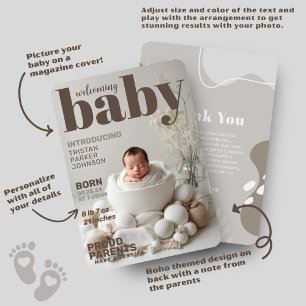 Geboortekaartje Boho Baby Magazine Aankondiging