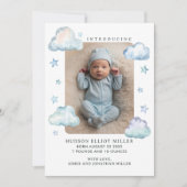 Geboortekaartje Clouds & Stars Baby Boy Kaart (Voorkant)