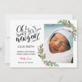 Geboortekaartje Elegante Bloemen Aankondiging (Voorkant)