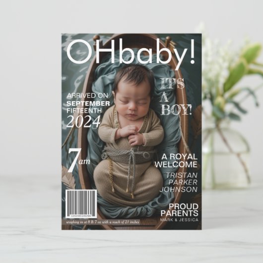 Geboortekaartje in Baby Magazine Aankondiging (Staand voorkant)