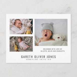 Geboortekaartje met fotocollage van babyjongen briefkaart