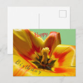 Geboortekaartje met gele oranje tulp briefkaart (Voorkant / Achterkant)