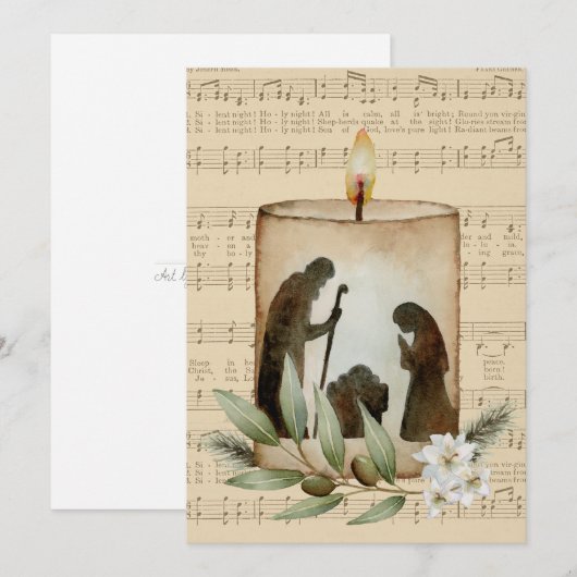 Geboortekaartje Platte Kerst Kaart (Voorkant / Achterkant)