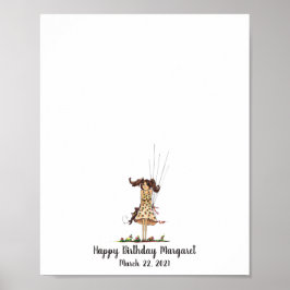 Geboortekaartje Vingerafdruk Gastboek Meisje Poster
