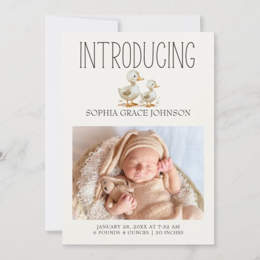 Geboortekaartje voor baby met boerderijdiertjes kaart (Voorkant)