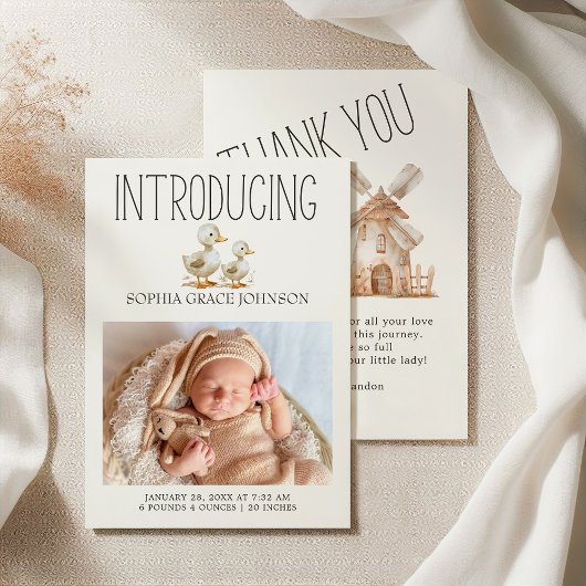 Geboortekaartje voor baby met boerderijdiertjes kaart