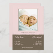 Geboortekaartje voor dubbel gezegende tweeling feestdagenkaart (Voorkant / Achterkant)