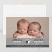 Geboortekaartje voor tweeling/bedankkaartje aankondiging (Voorkant / Achterkant)