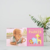 Geboortekaartjes (roze) aankondiging (Staand voorkant)