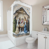 Geboortekribbe, boomwijze mannen Bethlem Douchegordijn (In situ)