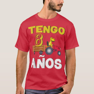 Geboorteleeftijd 8 jaar oud Truck Farmer Dinosaur T-shirt
