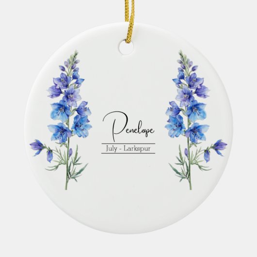 Geboortemaand aanloop juli Larkspur Keramisch Ornament (Voorkant)