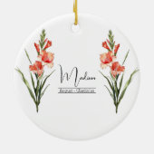 Geboortemaand Bloem August Gladiolus Ornament (Achterkant)
