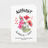 Geboortemaand Bloem AUGUSTUS Christelijk Verjaarda Kaart (Voorkant)