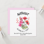 Geboortemaand Bloem AUGUSTUS Christelijk Verjaarda Kaart (Voorkant / Achterkant in situ)