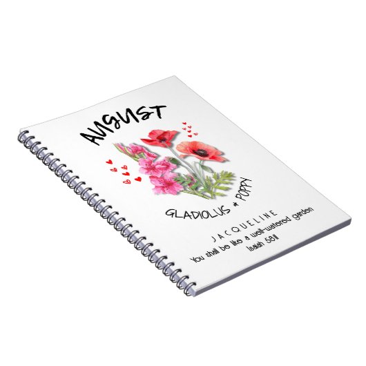 Geboortemaand Bloem AUGUSTUS Christelijk Verjaarda Notitieboek (Rechterzijde)